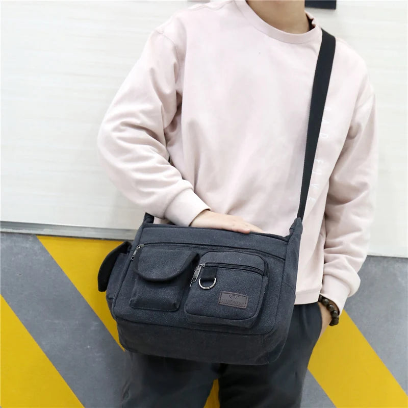 Premium Canvas Crossbody Bag For Men Luxury Messenger - Smarsty