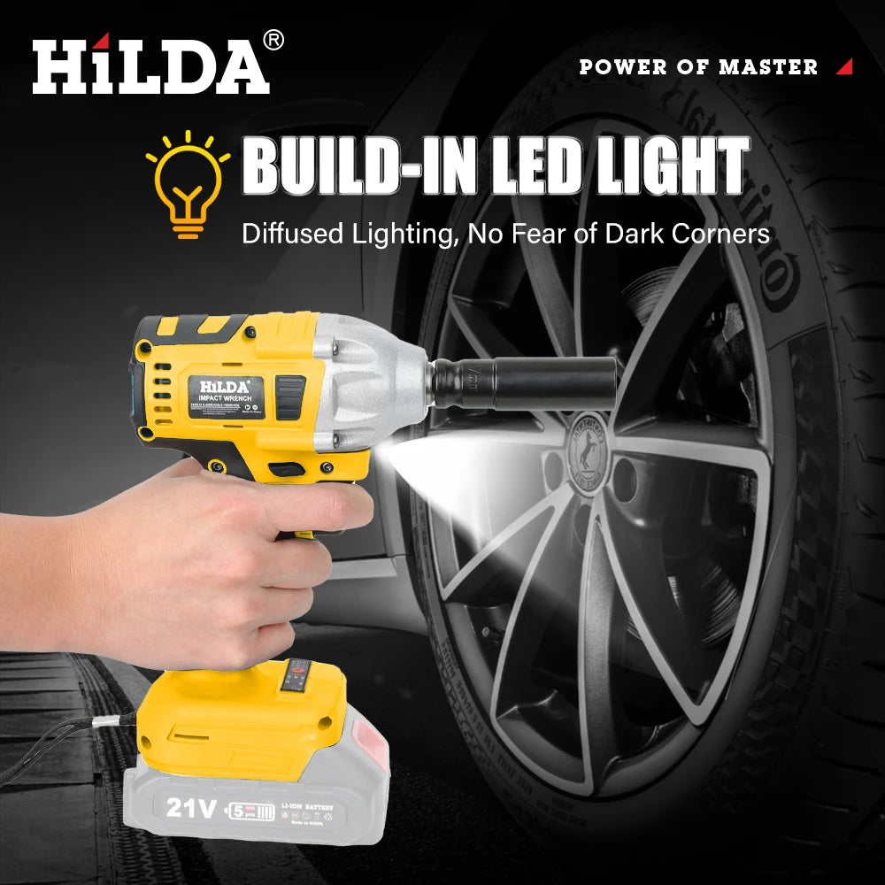 HILDA 21V Rechargeable Electric Impact Wrench Cordless - Smarsty