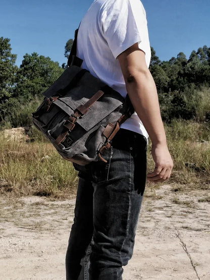 Muchuan Canvas Leather Messenger Bag For Men Laptop Case - Smarsty
