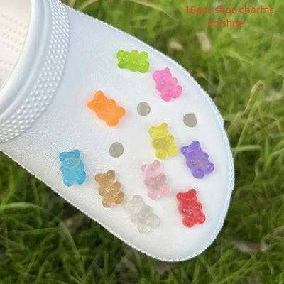 10/20pcs Glow-in-the-Dark Cute Bear Shoe Charms - Luminous DIY Shoe Decoration Accessories for Clogs - Smarsty