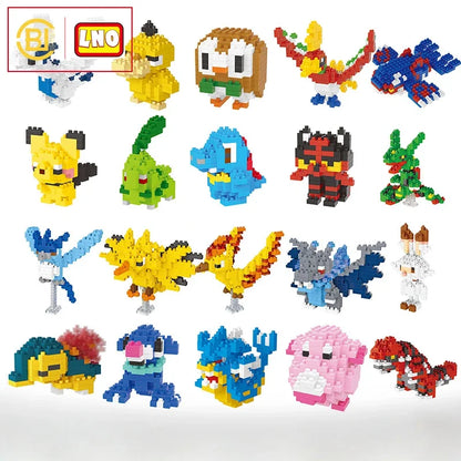 DIY Pokemon Blocks Small Cartoon Mini Building Block Pikachu Charizard Eevee Mewtwo Anime Assemble Action Model Dolls Toys by Smarsty