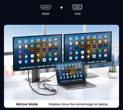 USB C Multiport Hub 4K HDMI Ethernet Dock PD100W Compact - Smarsty
