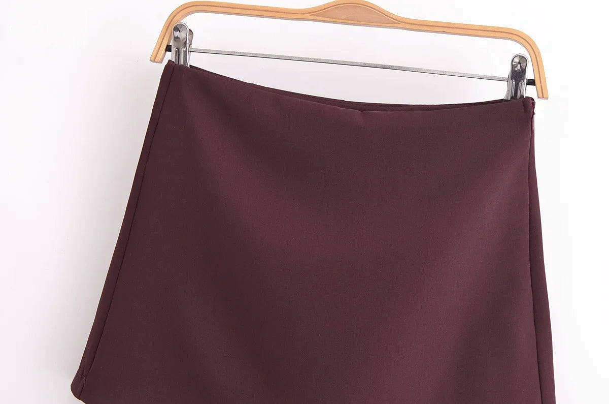 TFMLN New Spring Women Solid Skort Fashion Causal Side Zipper Mini Shorts Skirts Vintage High Waist Streetwear Shorts Skirts - Smarsty