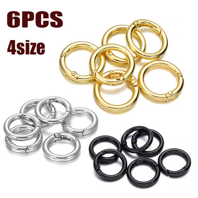6Pcs/lot Metal Spring Gate O Ring Bag Buckle Metal Clasps Carabiner Snap Hook Spring Keyring DIY Bag Luggage Jewelry Accessories - Smarsty