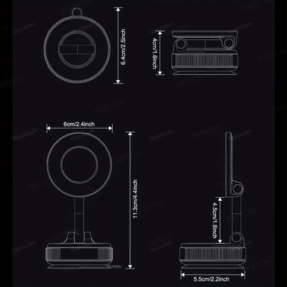 Magnetic Car Phone Holder 360 Rotation Vacuum Suction - Smarsty