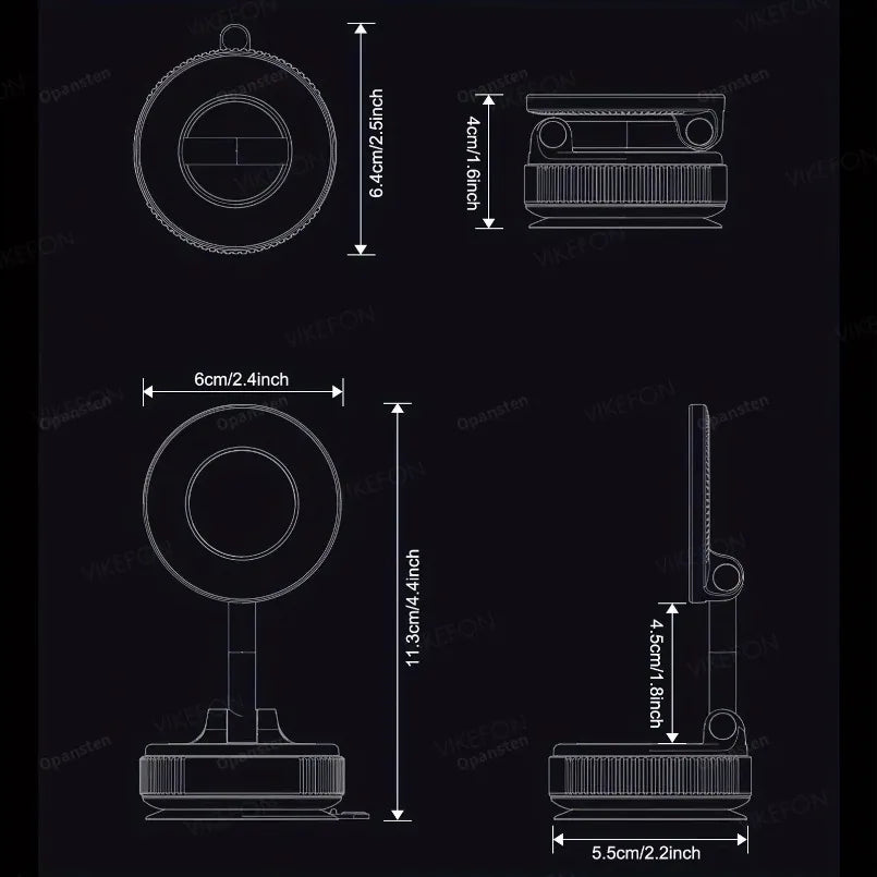 Magnetic Car Phone Holder 360 Rotation Vacuum Suction - Smarsty
