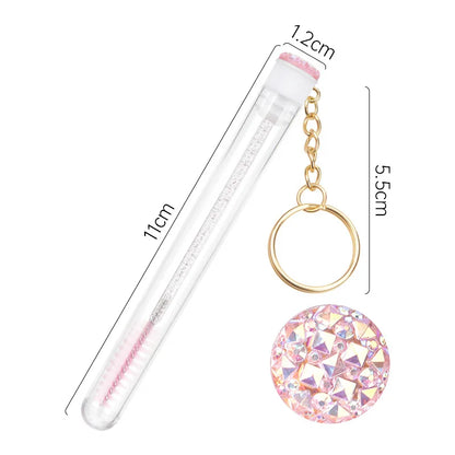 10 Pcs Tube Eyelash Brushes with Gold Keychain Convenience - Smarsty