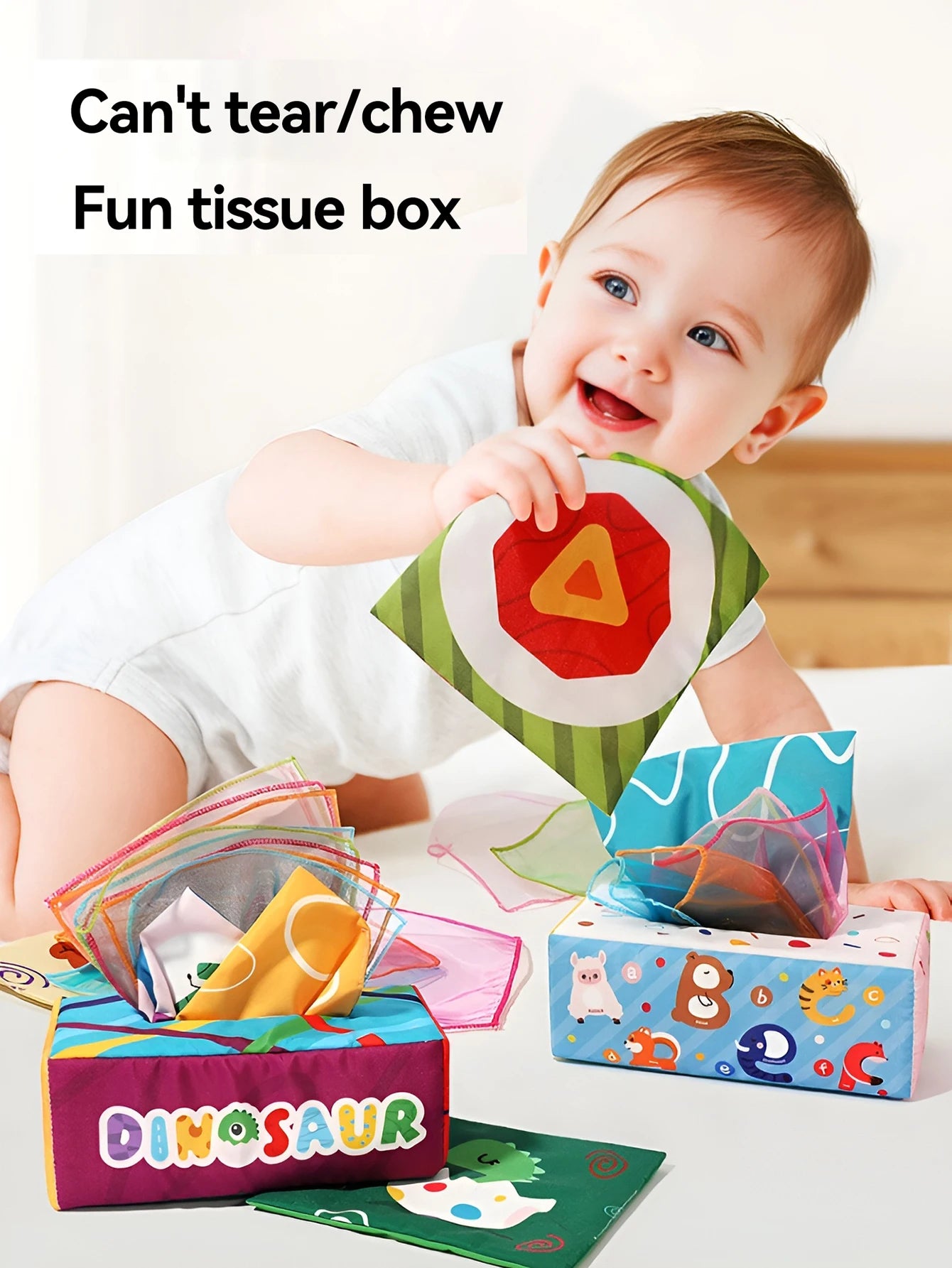 Fun Cartoon Unbreakable Cloth Book Ring Paper Tissue Box Toy by Smarsty