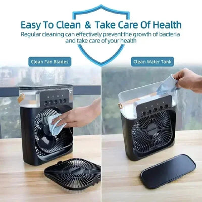 New 3 In 1 Fan AIr Conditioner Household Mini Air Cooler LED Night Light Portable Humidifier Air Adjustment Fan Office Home Fan - Smarsty