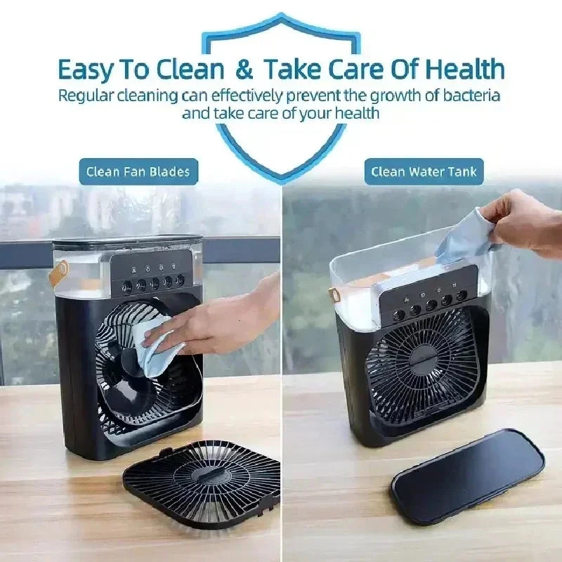 New 3 In 1 Fan AIr Conditioner Household Mini Air Cooler LED Night Light Portable Humidifier Air Adjustment Fan Office Home Fan - Smarsty
