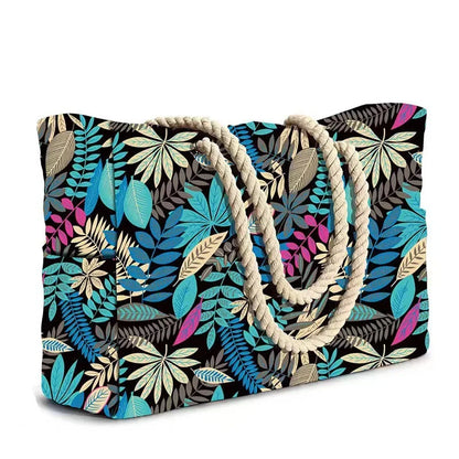 Striped Beach Bag Canvas Tote Large Capacity Eco Friendly - Smarsty