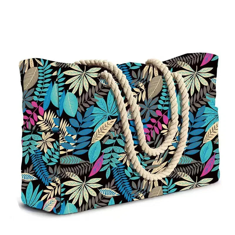 Striped Beach Bag Canvas Tote Large Capacity Eco Friendly - Smarsty