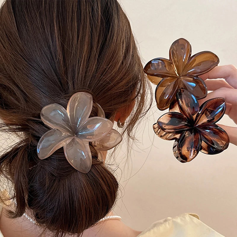Womens Egg Flower Hair Claw Clips Large Secure Lightweight - Smarsty
