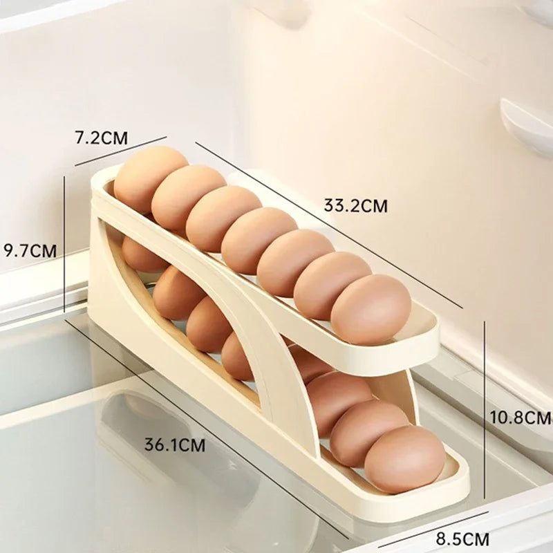 Slide Type Egg Carton Double Automatic Egg Roller Refrigerator Side Door Egg Storage Kitchen Countertop Egg Holder by Smarsty