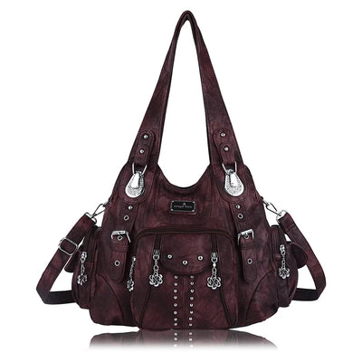 Angelkiss PU Leather Women Shoulder Bag Zipper Closure - Smarsty