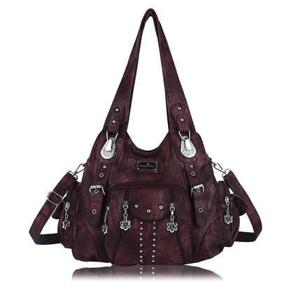Angelkiss PU Leather Women Shoulder Bag Zipper Closure - Smarsty
