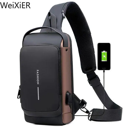 Anti Theft Chest Bag USB Charge Crossbody Sling Pack - Smarsty