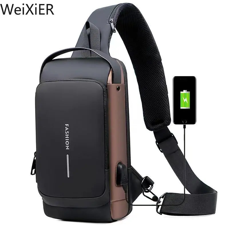 Anti Theft Chest Bag USB Charge Crossbody Sling Pack - Smarsty