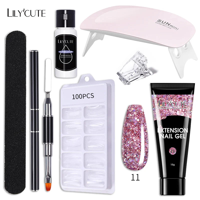 LILYCUTE Nail Gel Set with 6W LED Lamp for Quick Manicure - Smarsty