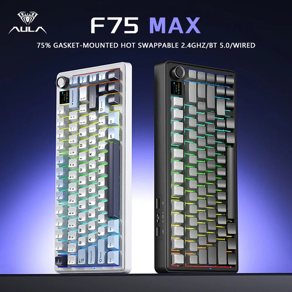 Gaming Mechanical Keyboard 75 Percent Hot Swap TFT Screen