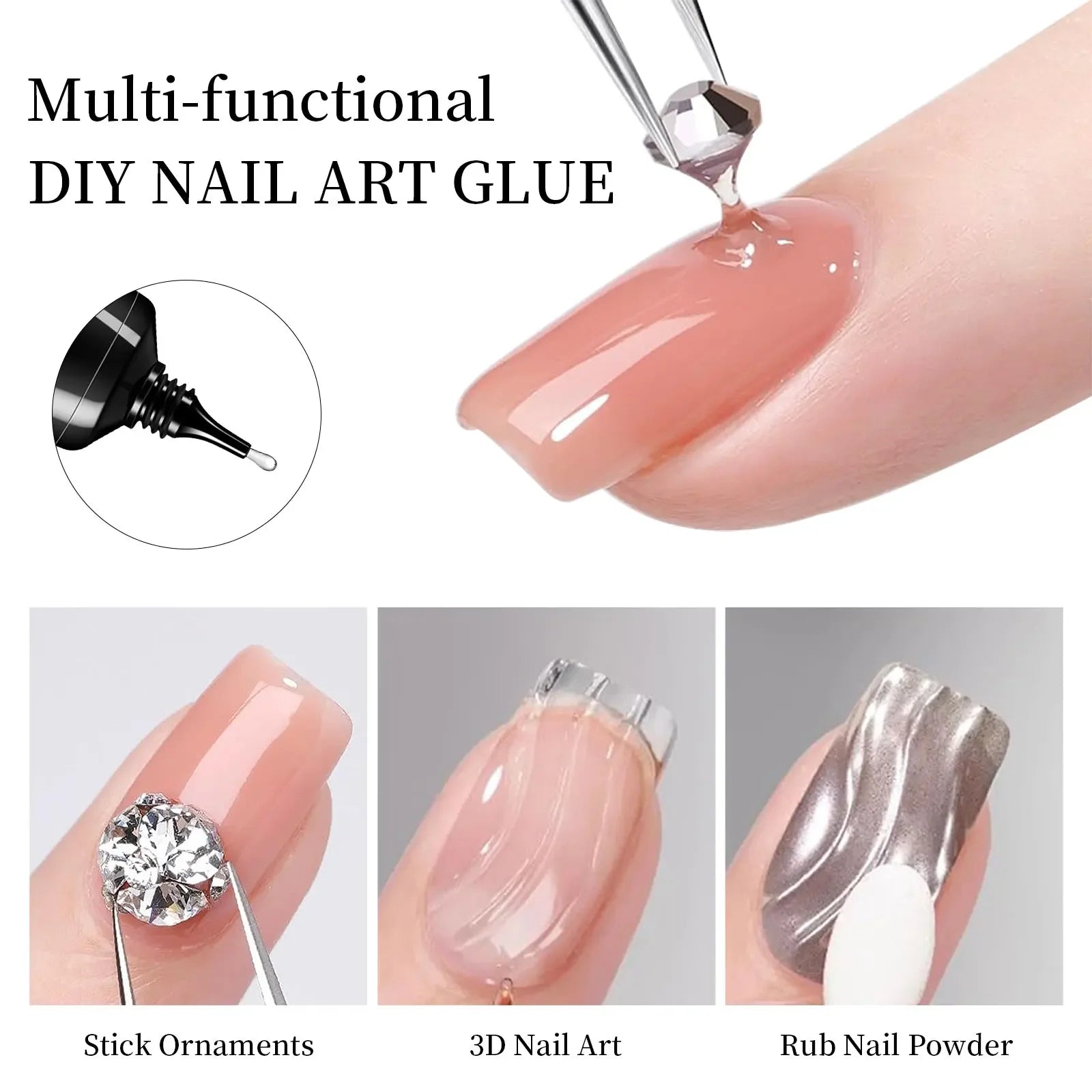 30g Nail Rhinestone Glue for Nails Super Strong Gel Nail Glue for Nail Charm 3D Nails Bling Gel Decoration Gem Nail Art Diamonds - Smarsty