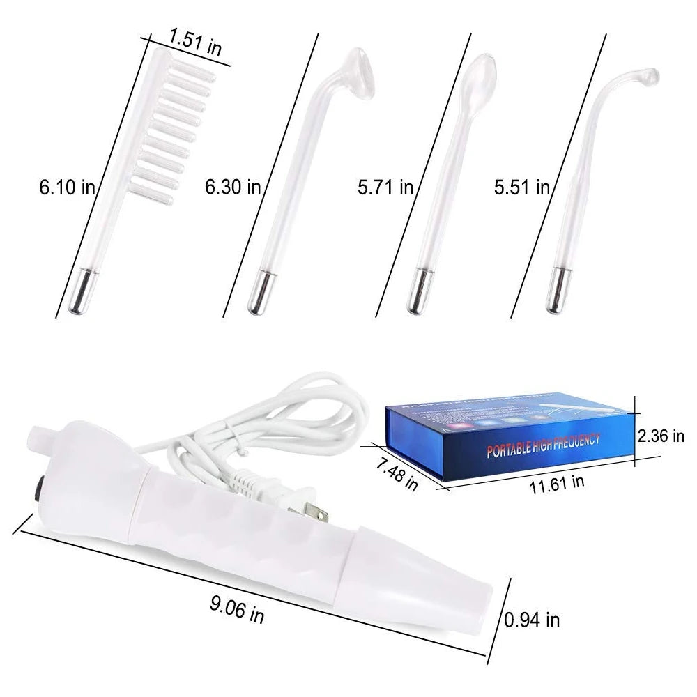 4 in 1 High Frequency Appliance Electrode Tube Wand Electrotherapy Skin Care Facial Spa Tightening Acne Spot Wrinkles Remover - Smarsty