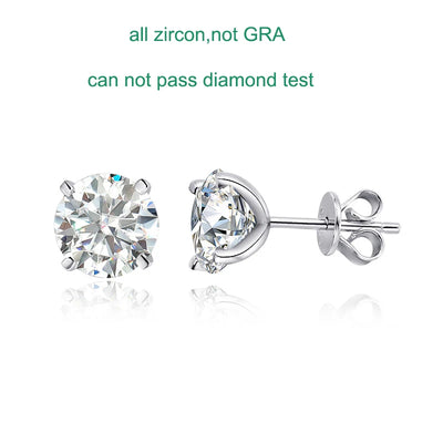 GRA Certified Moissanite Stud Earrings Sterling Silver - Smarsty