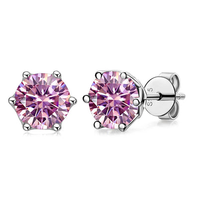 Moissanite Stud Earrings Sterling Silver VVS D Sparkle - Smarsty