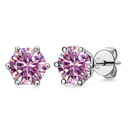 Moissanite Stud Earrings Sterling Silver VVS D Sparkle - Smarsty