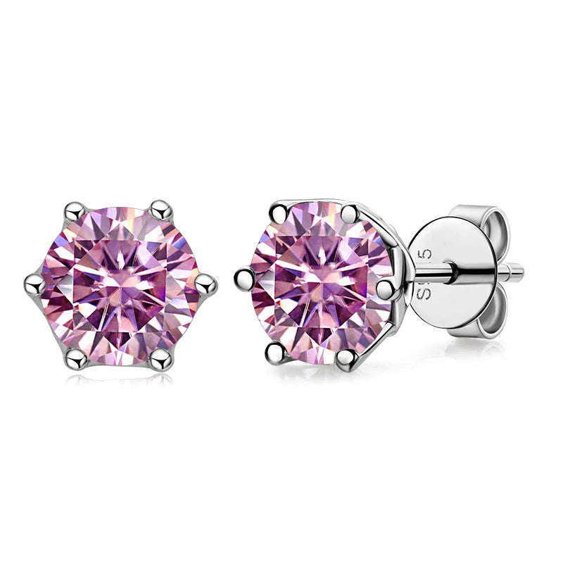 Moissanite Stud Earrings Sterling Silver VVS D Sparkle - Smarsty