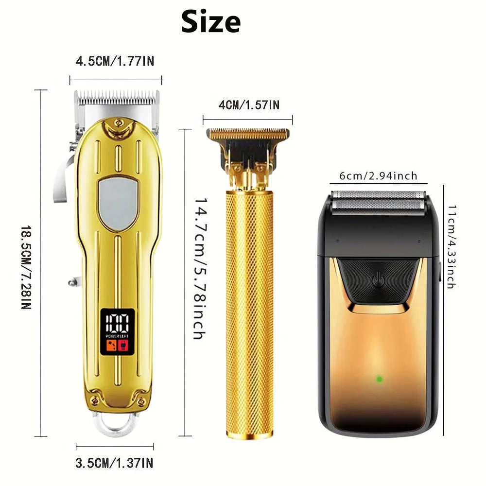 Professional Hair Clipper and Trimmer Set Men Electric Razor Shavers Beard Trimmer Rechargeable Barber Clippers Haircut Kit - Smarsty