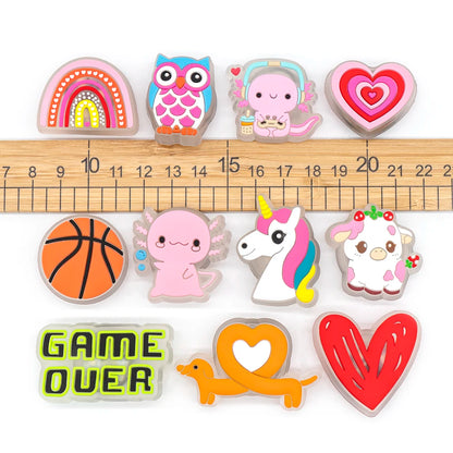 1pcs LED Shoe Charms for Kids Gift Owl Unicorn Gamepad Football Lighted Shoes Decoration Shoe Accessories Pins Clogs Buckles