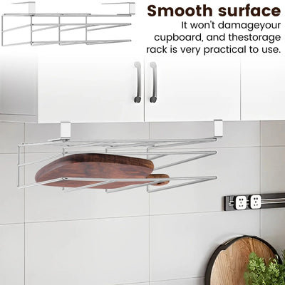 Under Cabinet Cutting Board Organizer Holder Kitchen Hanging Chopping Board Pot Lid Kitchenware Storage Rack Stainless Steel by Smarsty