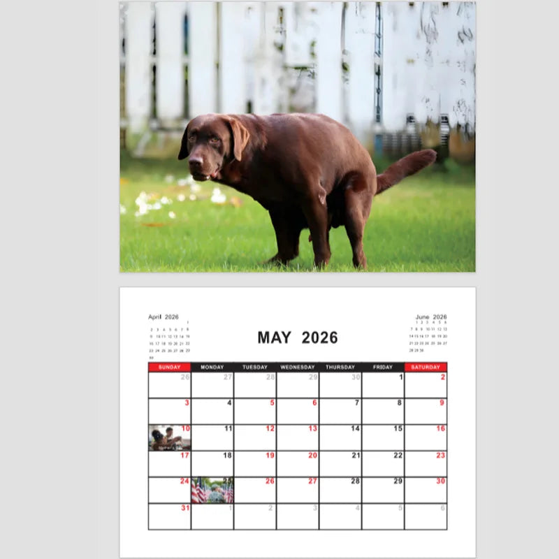 2026 Pooping Dog Calendar-Year Monthly Planner & Agenda Schedule Organizer Wall Calendar Funny Party Gag Gifts for Friends - Smarsty