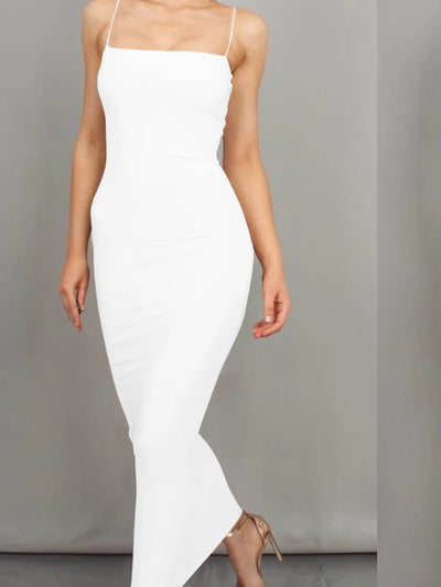 2025 New Spring Summer Women's High Elastic Sleeveless Backless Dress Long Sling Dresses Club Sexy Suspender Dress - Smarsty