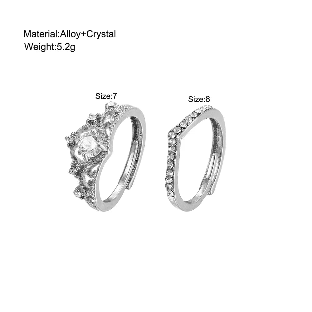 2PCS Sparkling Crown Rings Set for Women - Smarsty