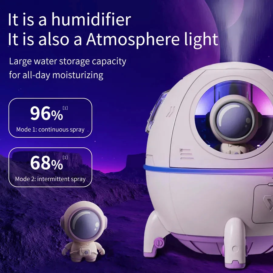 USB Rechargeable Space Capsule Air Humidifier with Colorful Light - Smarsty