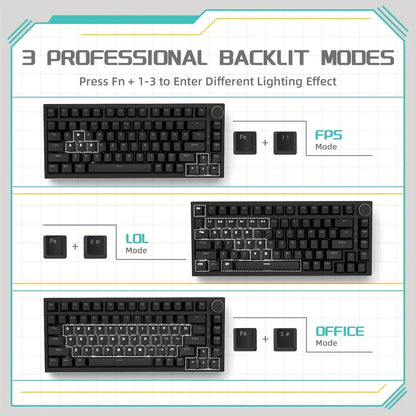 AK820 Mechanical Keyboard With Rotary Volume Control