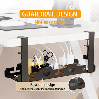 Telescopic Under Table Storage Rack Metal Cable Management Tray Home Office Desk Wire Organizer No Punching Storage Accessories by Smarsty