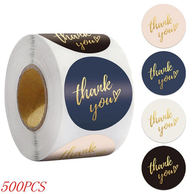50-500pcs 1inch Blue Thank You Stickers For Envelope Sealing Labels Stationery Supplies Handmade Wedding Gift Decoration Sticker - Smarsty