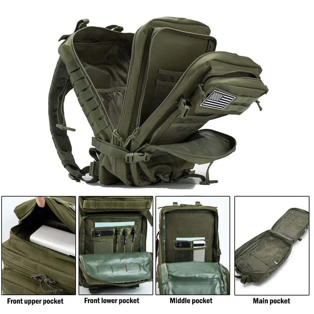 45L Tactical Backpack Large Capacity Outdoor Rucksack 3 Day Fitness Hiking Bag Hiking Camping Gear Backpacks - Smarsty