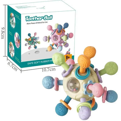 Baby Toys 0 12 Months Rotating Rattle Ball Grasping Activity Baby Development Toy Silicone Teether Baby Sensory Toys for Babies - Smarsty