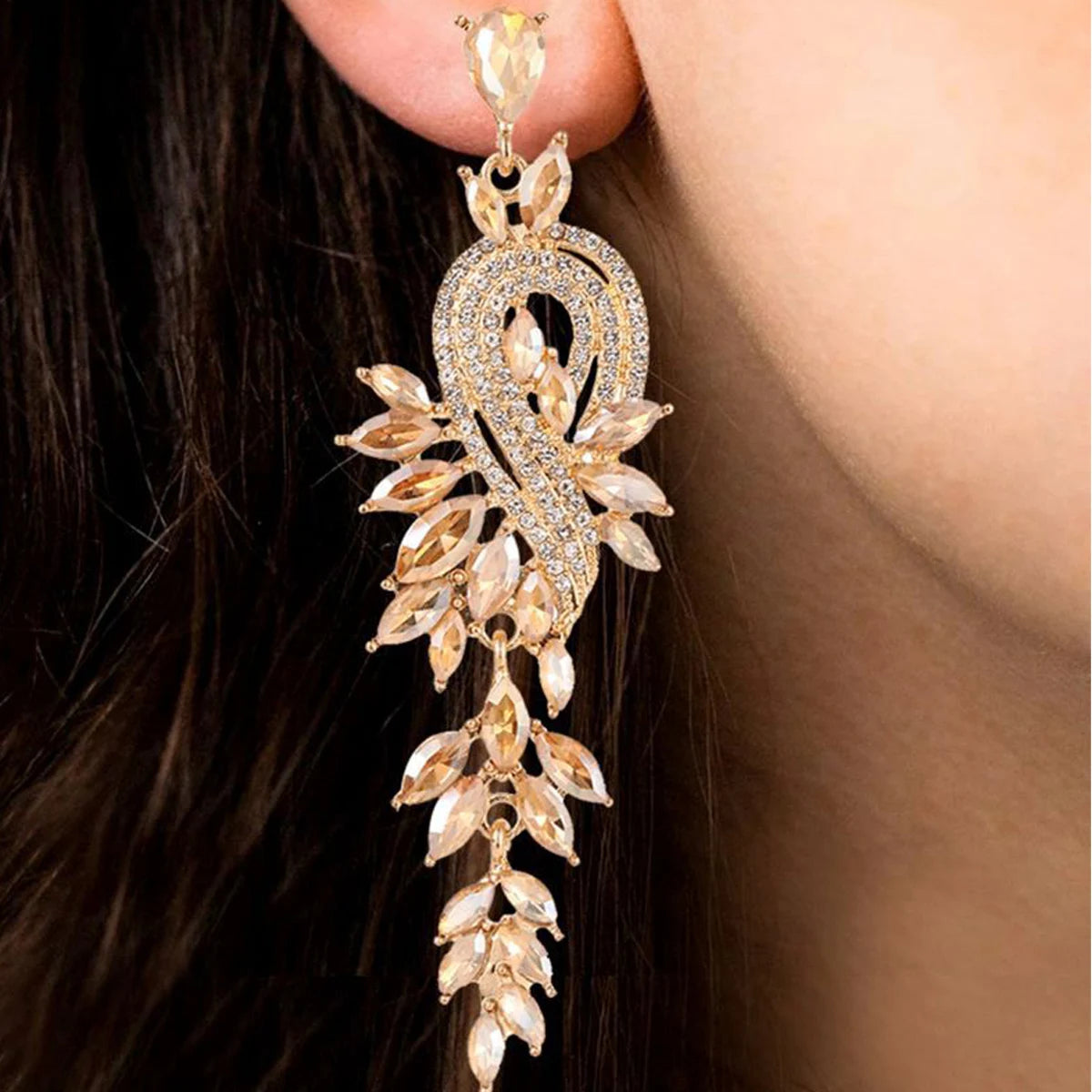 Trendy Long Tassel Leaf Earrings for Unique Holiday Style - Smarsty