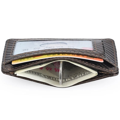 Men's Slim Minimalist Front Pocket Wallets Credit Card Holder Portable Leather Wallets - Smarsty
