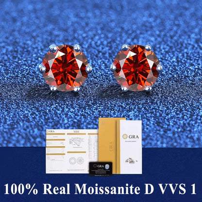 Certified Moissanite Stud Earrings 18K Plated Silver - Smarsty