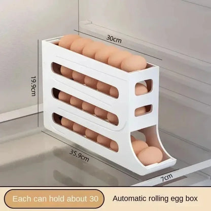 Refrigerator Egg Storage Box, 4 Tier Rolling Egg Holder Dispenser, Kitchen Automatic Scrolling Egg Holder Kitchen