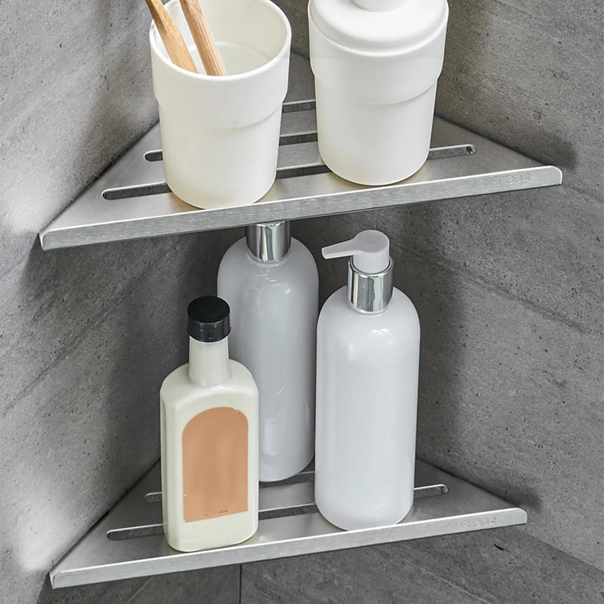 No Drilling Bathroom Corner Shelf Heavy Duty Stainless Steel - Smarsty