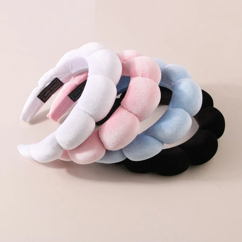 Soft Puffy Sponge Headband For Makeup Retro Terry Cloth - Smarsty