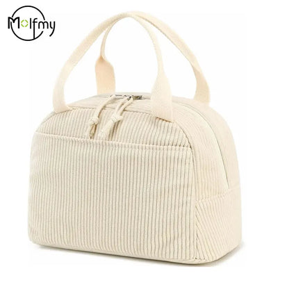 Corduroy Insulated Lunch Bag For Kids Thermal Cooler - Smarsty
