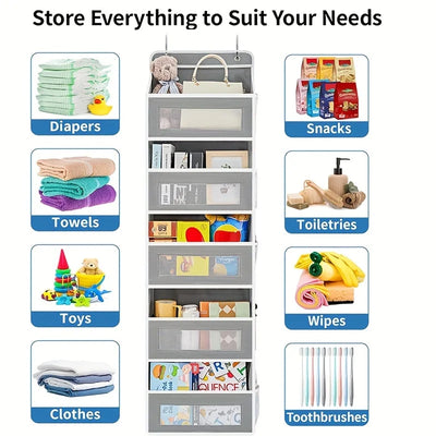 5-Shelf Hanging Storage Organizer - Behind Door, Anti-Tilt, 5 Large Capacity Pockets, Suitable for Bedroom, Bathroom by Smarsty